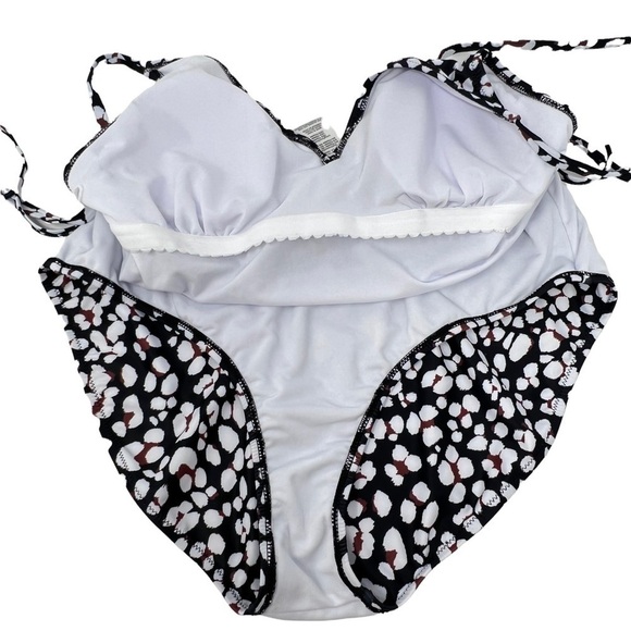 Jessica Simpson Estilo Black White Print Halter Neck One Piece Swimsuit L NWT - Picture 9 of 13